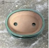 Green Oval Bonsai Pot & Undertray (16cm)