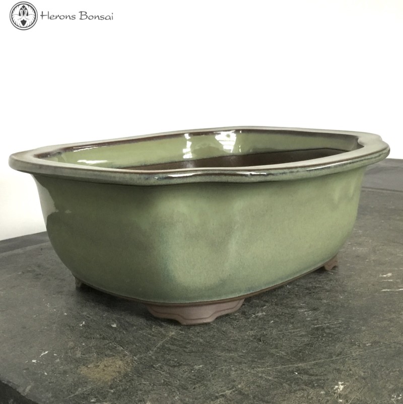 Light Green Irregular Ceramic Bonsai Pot (25c