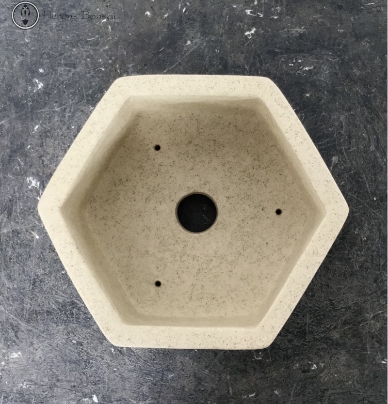 Ancient Yellow Hexagon Bonsai Pot (18.5cm)