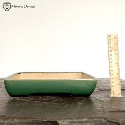 Green Crackle Glaze Rectangle Bonsai Pot (23cm)