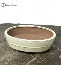 Cream Oval Ceramic Bonsai Pot (21cm) 