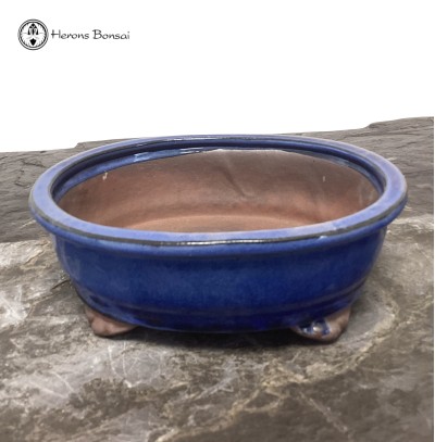  Blue Oval Ceramic Pot (18cm) 