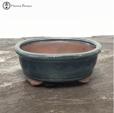 Green Oval Ceramic Pot (14cm) 