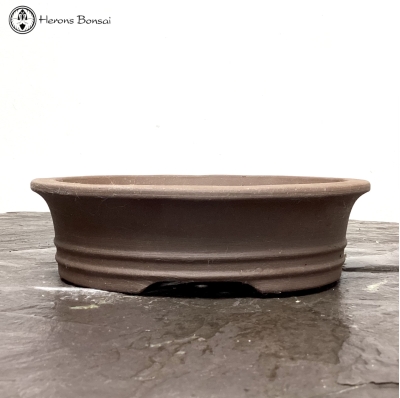unglazed oval ceramic bonsai pot 