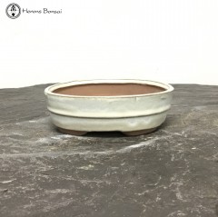Cream Oval Ceramic Bonsai Pot (15cm) 