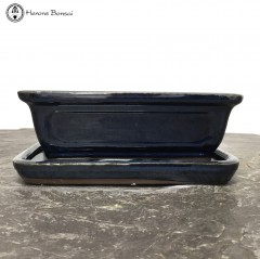 Blue Rectangle Bonsai Pot & Undertray (16cm)