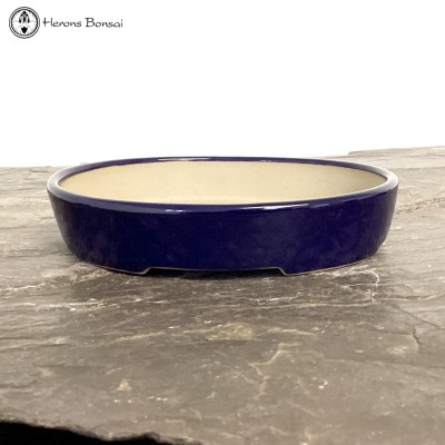 Dark Blue Oval Bonsai Pot (18cm)
