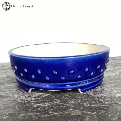 Blue Glazed Drum Pot (27cm)