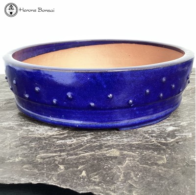 Blue Glazed Drum Pot (36cm)