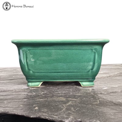 Square Green Crackle Glazed Pot (21cm)