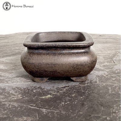 Unglazed Square Bronze Speckled Bonsai Pot (10cm)