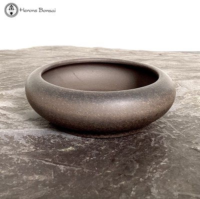 Unglazed Round Bronze Speckled Bonsai Pot (16cm)