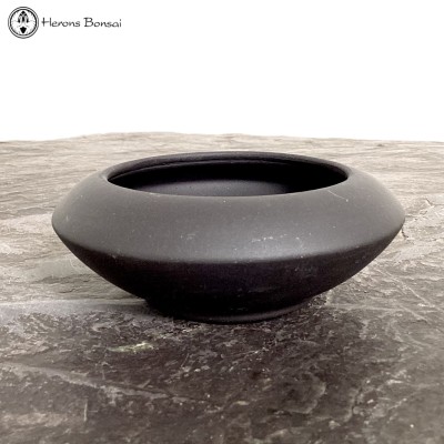Unglazed Round Bonsai Pot in Black (13.5cm)