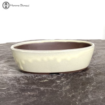 Mizutani Cream Oval Ceramic Bonsai Pot (17cm) 