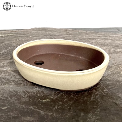 Cream Oval Bonsai Pot (20cm)