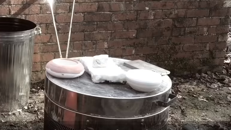 warming pots on kiln
